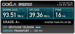 Speedtest mit Telekom VDSL100 (109 Mbit/s)